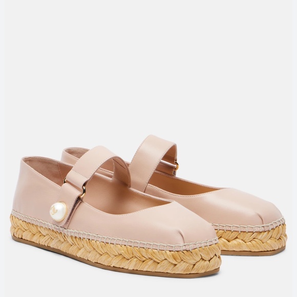 JIMMY CHOO Fayence Leather Espadrilles In Pink - Picture 1 of 8